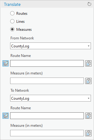 Boîte de dialogue Translate (Convertir) avec bouton Measures (Mesures) sélectionné