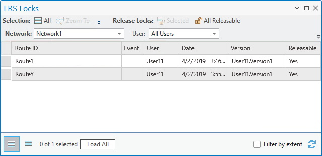 Table LRS Locks (Verrous LRS)