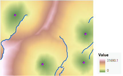 Carte de la distance de coût cumulée avec ajout d’un facteur vertical